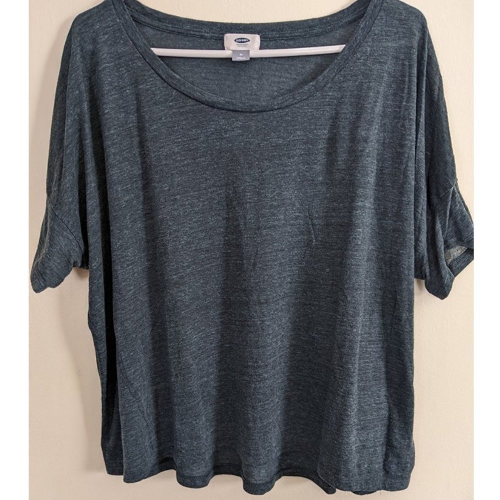 BOGO SALE! Dolman-Sleeve Cropped Tee, Dark Green-Blue